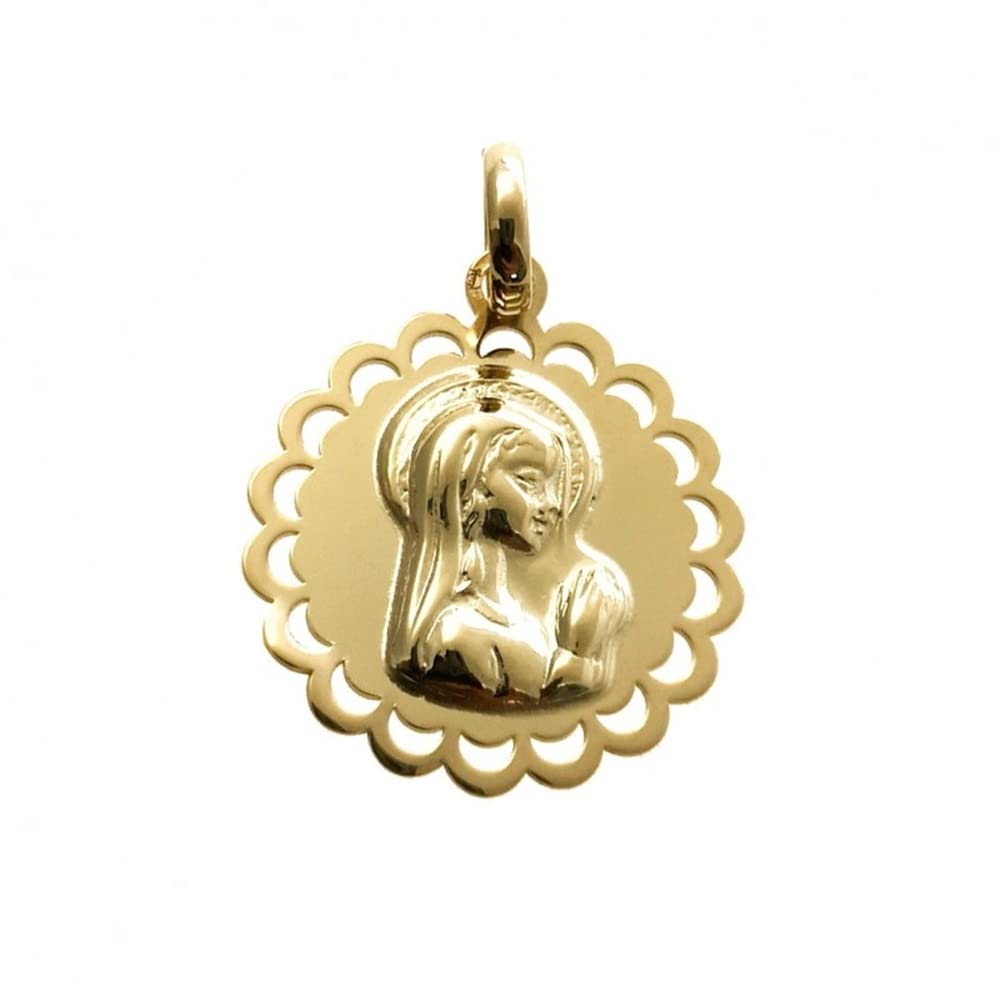 Medalla Virgen Niña 19mm en Plata de ley chapada dorada | Primera Comunión