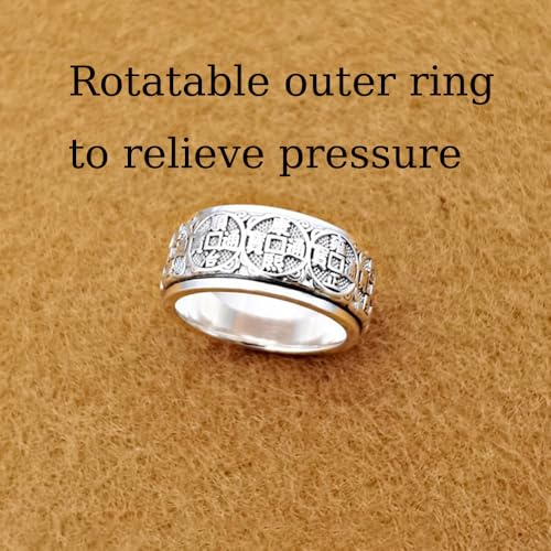 Attract Wealth Ring, Five Emperors Money Ring, Feng Shui Good Luck Rings, 925 Sterling Silver Mantra Amulet, Vintage Rotatable Blessing Rings, Personalized Jewelry3