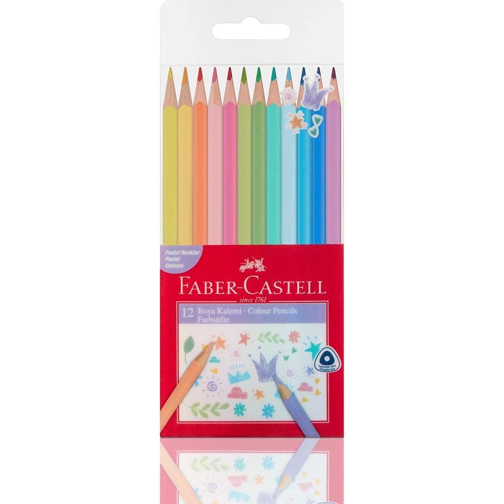 Faber-Castell Lápices triangulares de colores pastel (12 unidades)