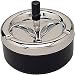 LuckyStone Black Round Metal Push Down Cigarette Ashtray w/Spinning Tray - 4