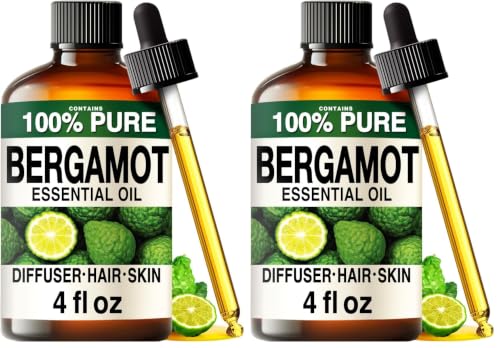 Image of 100% Pure Bergamot Oil - 4 Fl Oz Bergamot Essential Oil for Hair, Skin, Diffuser, Aromatherapy & DIY Soap Making Scent (Pack of 2)