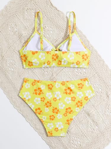 SOLY HUX Girl's Ditsy Floral Print Bikini Swimsuit Ruffle Trim 2 Piece Bathing Suit Beachwear3