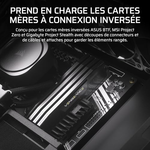 CORSAIR Frame 4000D RS Boîtier Modulaire PC De Taille Moyenne – 3X Ventilateurs RS, Système De Supports Infinirail, Convient Plusieurs Radiateurs 360mm, Compatible avec Cartes Mères Inversée – Noir