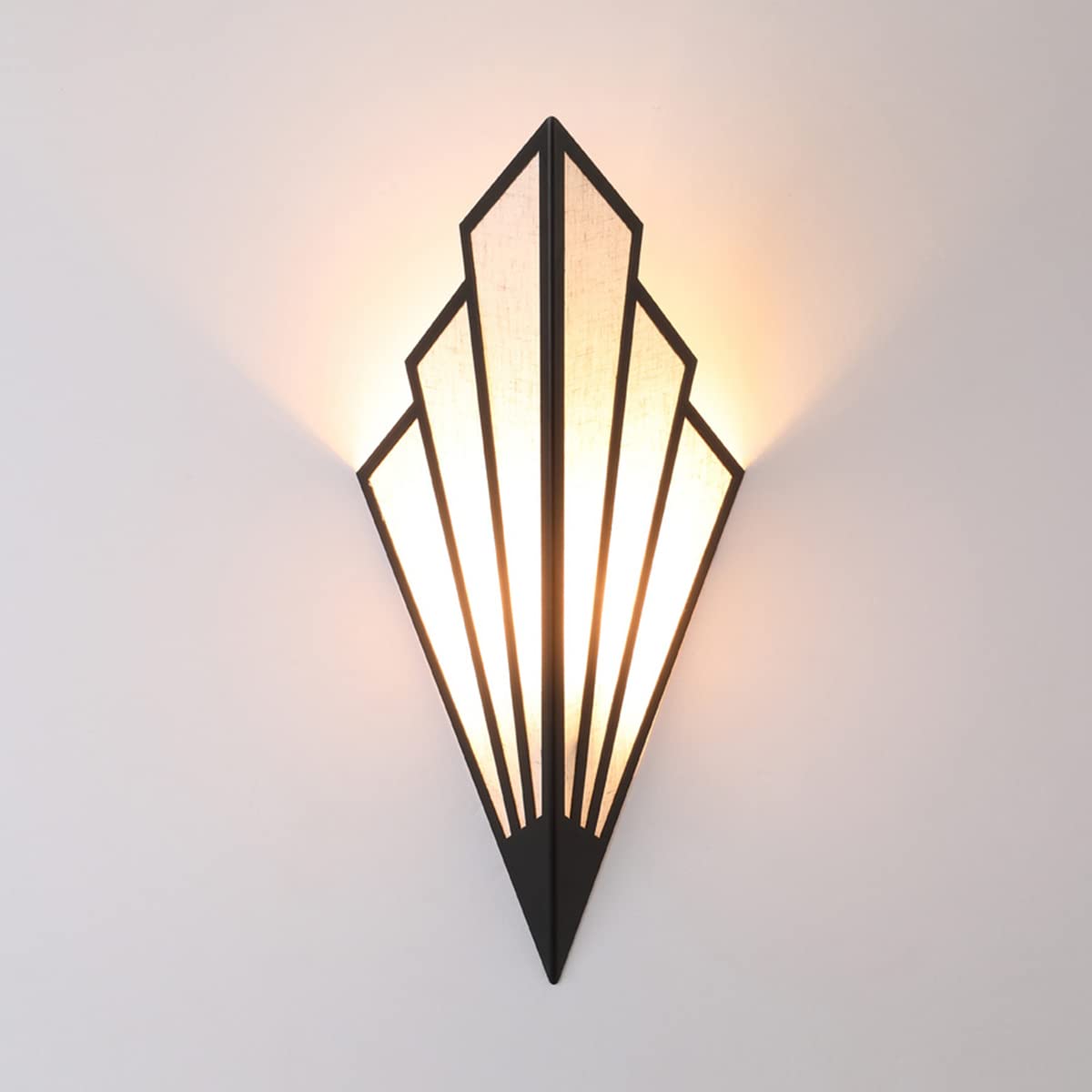 KXEcoLife Wall Sconce Living Room Lamp Wash Light E14 Bulb Socket Fabric Tapered Design Home Indoor Deco Mount Lighting Fixture for Bedroom Aisle Hotels Corridors (Black)