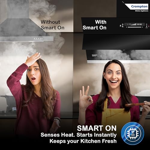 Image of Crompton QuietPro Plus BLDC 1800m3 /hr 75cm Slant Chimney| Filterless Intelligent Autoclean| Built In Oil Collector| Touch+Motion Sensor Control|10Yrs Motor & 2Yrs Overall Warranty (CHD-QPPI75FLE-IND)