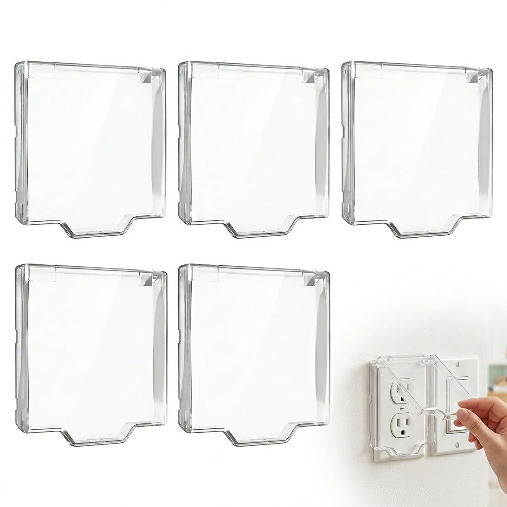 6 Packs Clear Plastic Fire Alarm Cover, Hinged Call Point Cover Protective Guard for Manual Break Glass Units, Universal Fit for Public & Commercial Settings