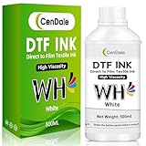 CenDale DTF White Ink 500ML - Upgraded High Viscosity, No Sediment DTF Ink for ET-8550 XP-15000 L1800 L805 R1390 R2400 DTF Printers, Heat Transfer Printing Direct to Film, Great Fluency, Clog Free