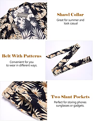 Coofandy Swim Kimono Men Summer Robes Floral Kimono Robe Beach Shorts Set Japanese Robe Set Open Front Cardigan With Belt #TOP4