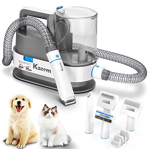 Kzoom Pet Clipper Grooming Kit with Vacuum Suction and Vacuum Picks Up 99% Pet Hair, 5 Grooming Tools, Low Noise Pet Grooming Vacuum with Dog Clippers,2.5L Large Capacity Pet Hair Collection Box