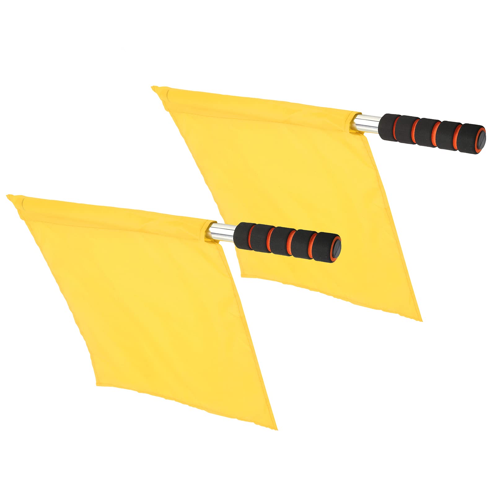 Cryfokt Drapeau de Juge de Ligne de Compétition, Poignée en éponge Confortable, Drapeaux Officiels D'arbitre, Poteau en Acier Inoxydable 2 Pièces pour Arbitres de Football pour Jeux de Plein Air