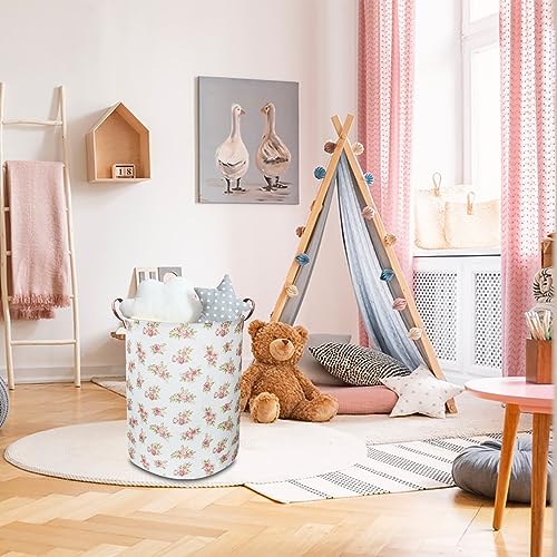 Image of NTAOHAMPER Pink Flower Laundry Hamper, laundry Basket, Nursery Hamper,Waterproof Storage Bin for Bedroom,Clothes Organizer Basket, Room Decor(Pink Flower)