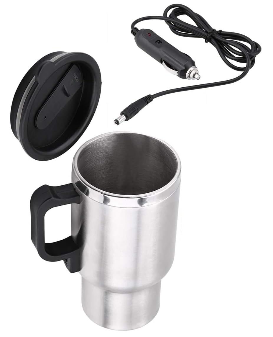 12V Electric Car Kettle Stainless Steel for Hot Water Tea Coffee Milk Heating Cup/Mug for Travelling Trip (1Pcs)-image-37