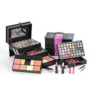 Mixed Beauty Makeup Kits Cosmetic Case Set Eyeshadow Palette Blushes Lip Makeup Jewellery Box (dark)