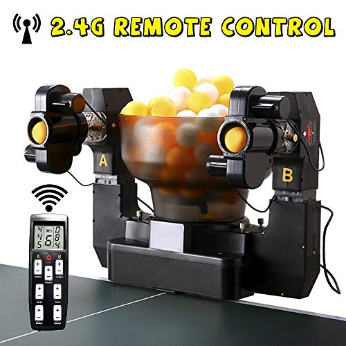Shikha Single/Dual Table Tennis Training Double-Ended Robot 2-Outlets Ball,Automatic Ping Pong Ball Training Machine with 9 Kinds Spin Balls(Dual Head)