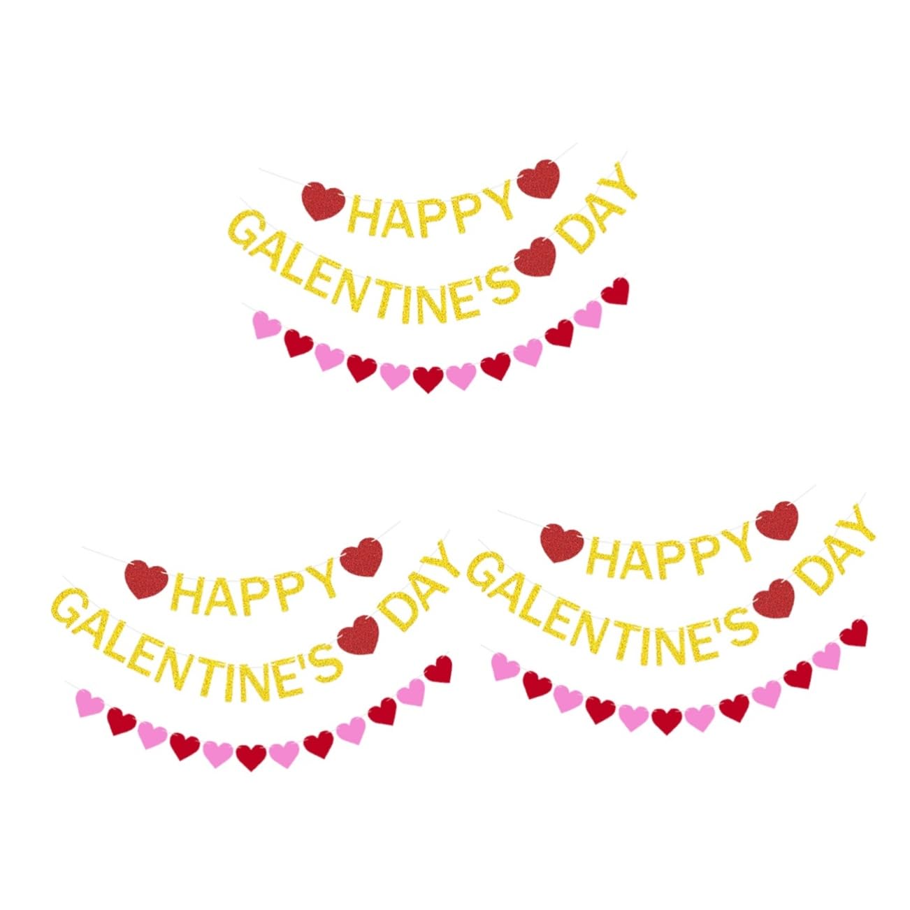 Gadpiparty 3juegos Guirnalda De Banderines De De Fieltro y Papel Para Decoración De De San Valentín y Celebraciones De Banderines Brillantes Para Romántico
