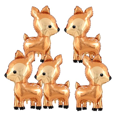 Finypa Lot de 5 ballons en forme de cerf de 104,1 cm - Ballons en forme d'animal de la forêt pour décoration de fête d'anniversaire pour enfants sur le thème du safari