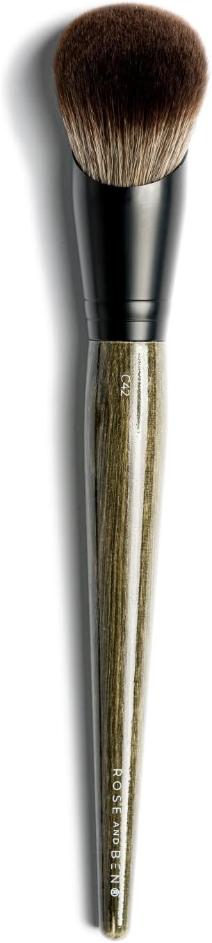 Rose and Ben Beauty C42 Foundation Brush | Professional Blending Brush for Liquid & Cream Makeup | Streak Free Buildable Coverage | Cruelty Free