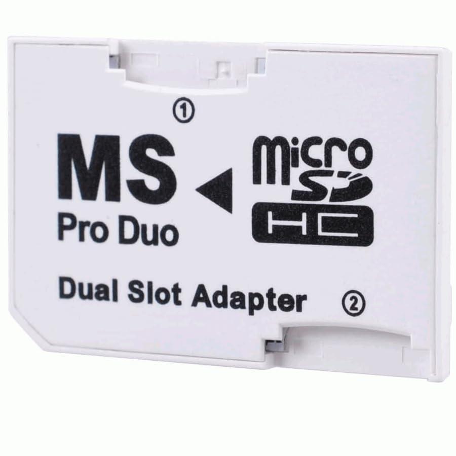 TECHZOCO Adaptador Micro SD a Memory Stick Pro Duo Dual, Conversor Micro SD a Memory Stick Pro Duo, Convertidor de Tarjeta Micro SD a Memory Stick Pro Duo, Compatible con Tarjetas hasta 64 GB