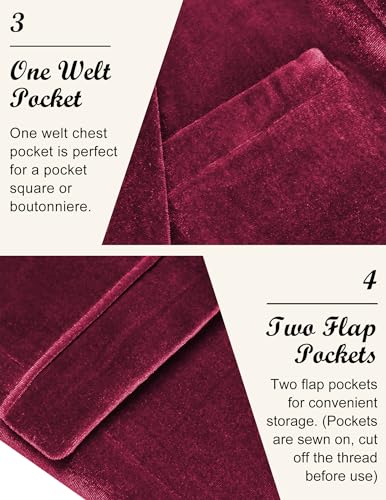 Image of COOFANDY Men's Velvet Blazer Notched Lapel Velour Suit Jacket One Button Tuxedo Jackets for Wedding Prom Party Dinner