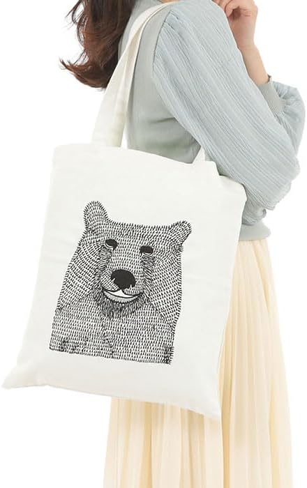 クマ刺繍トートバッグ Amazon | クマ 刺繍 コットントートバッグ 熊 エコバッグ ベアー