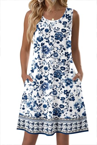 Image of Zeagoo Womens Summer Dress 2026 Sleeveless Casual A-Line Tshirt Sundresses