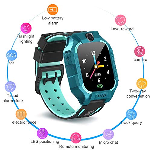 XINHUANG 2019 Nouveau Smart Kid Montre LBS SmartWatches Baby Watch for Les Enfants SOS Appel Recherche d'un site Locator Tracker Anti Perdu Moniteur + Box (Color : Green)