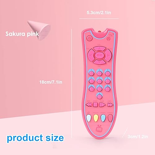 Miniatura 7 de Juguete de control remoto de TV para bebés con luz y sonido, juguete de control remoto realista para niños con inglés, francés, español 3 idiomas,