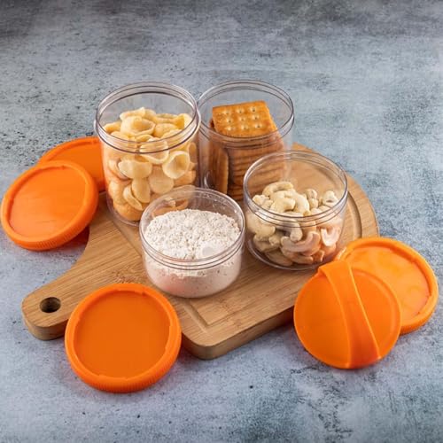 Image of 4-Layer Twist Lock Storage Jars Stackable BPA-Free Formula Container Non-Spill Snack Cup Containers for Milk Powder, Protein, Nuts & Baby Food Portable Travel Storage Jars (4 Layer Snack Jar Orange)