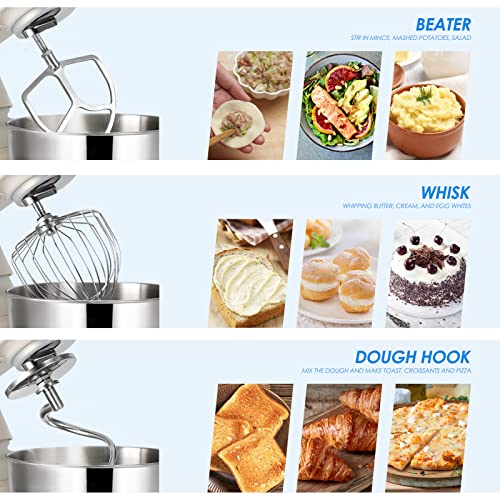 ZACME Profi Küchenmaschine Knetmaschine(1500W),7L Edelstahlschüssel Teigmaschine mit LCD-Timer,Geräuscharme Rührmaschine,3-Rührwerkzeuge Spritzschutz Teigschaber Eiertrenner mit 11 Geschwindigkeit – Bild 4