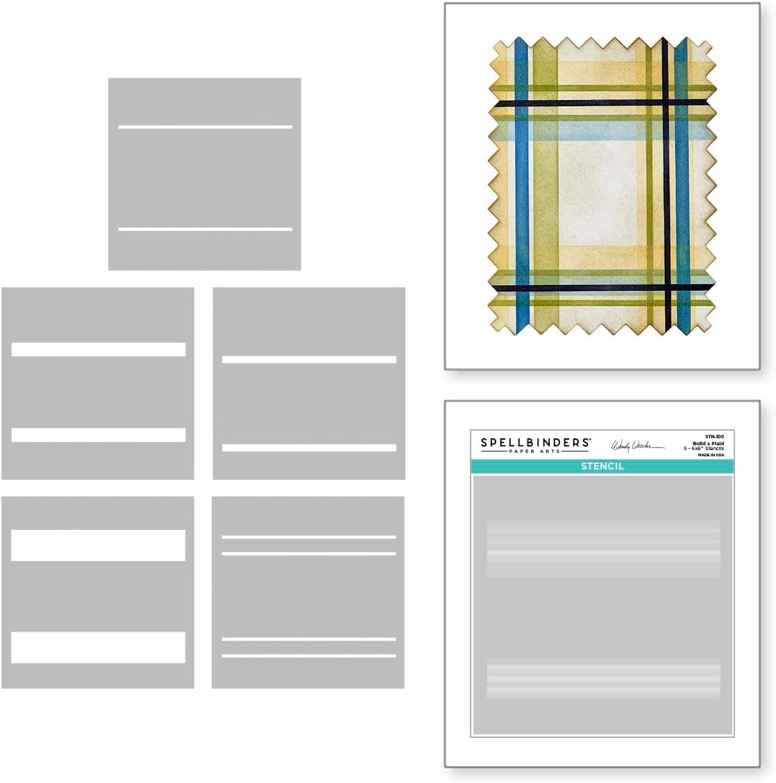 Spellbinders STN-100 Plaid Builder Layered Stencil from The Not Your Ordinary Card Collection by Wendy Vecchi