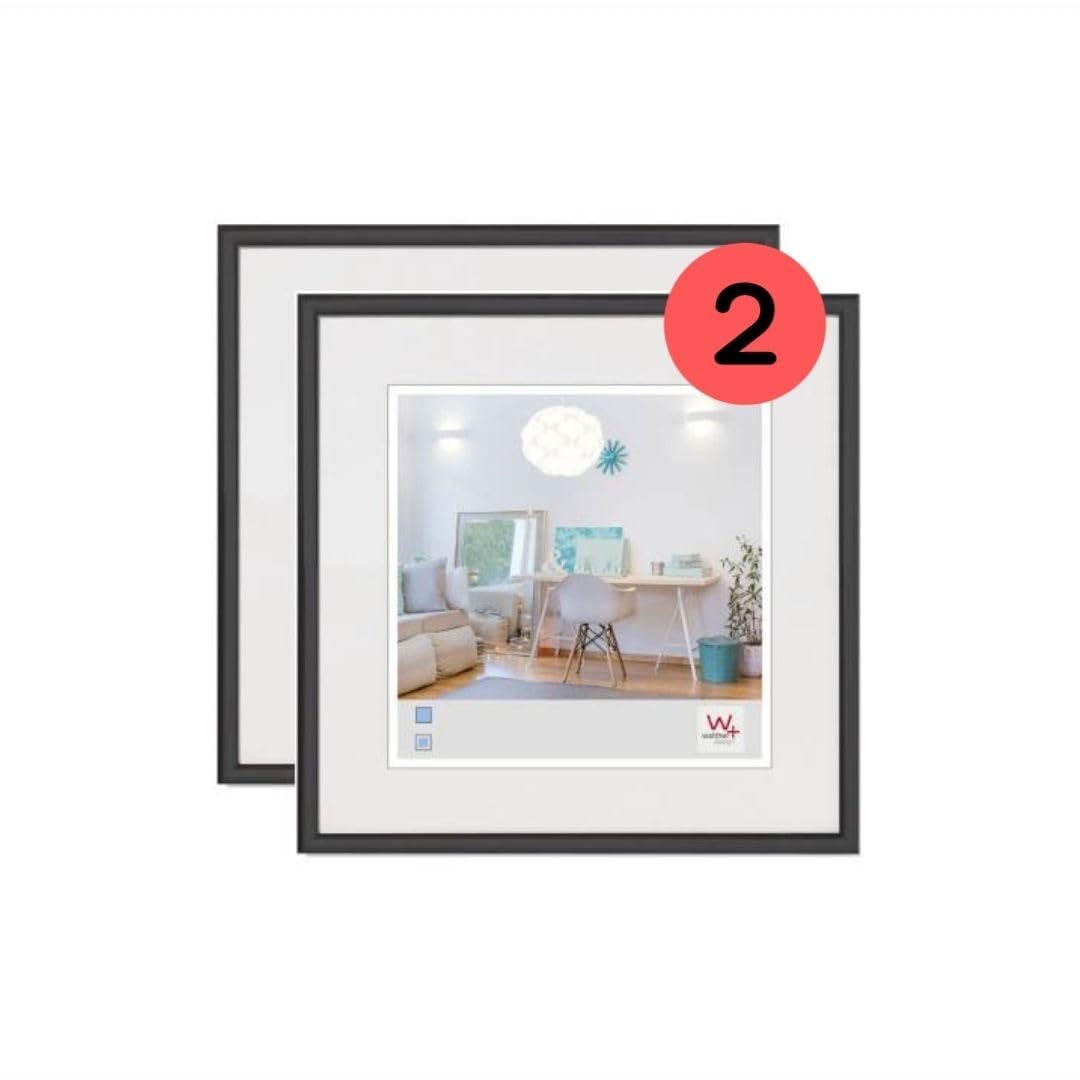 walther designPicture Frame Black 20 x 20 cm Twin Pack, New Lifestyle Plastic Frame KV220BD