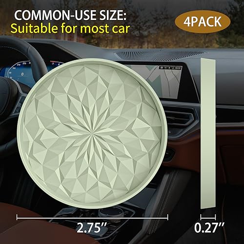 Image of ME.FAN Car Coasters for Cup Holders [4 Pack] - 2.75In Silicone Auto Mug Mats - Universal Non-Slip Recessed Car Interior AccessoriesDesert Sage