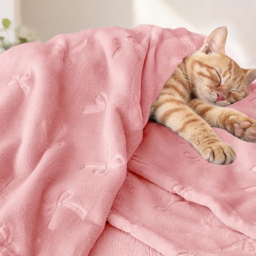 Image of BORITAR Baby Blanket with Bow Design, Super Soft Fleece Toddler Blankets for Girls Boys, Warm Lightweight Breathable Newborn Receiving Blankets for Crib Stroller(30x40 Inch, Blush Pink)