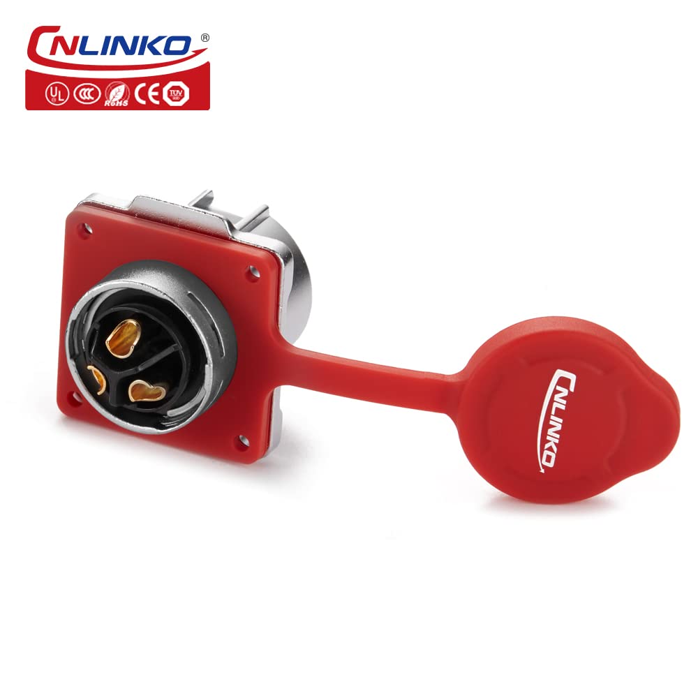 CNLINKO LP-24 3 Pin Waterproof Connector 25A 500V AC Quick Plug Circular Connector PBT Plastic Shell Fast Release Aviation Connector M24 Flange Socket (3 Pin) - Image 2