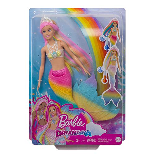 Barbie GTF89 - Dreamtopia Regenbogenzauber Meerjungfrauen-Puppe mit Regenbogenhaaren und Farbwechsel-Funktion, Geschenk… – Bild 7