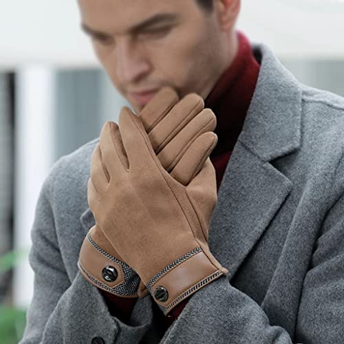 Guantes de invierno de cuero genuino y terciopelo elegante 4