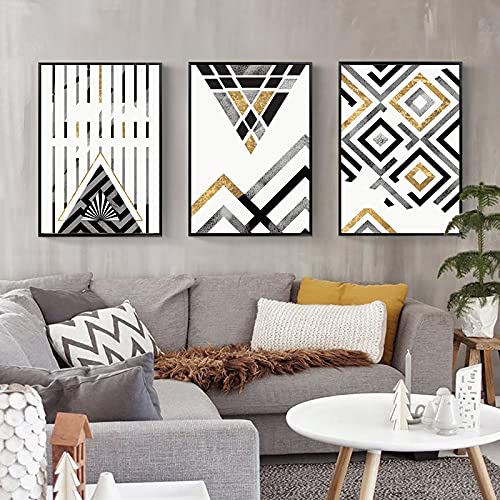 Tableau scandinave abstrait pour salon et decoration maison moderne en lot de 3 toiles 60x80 cm