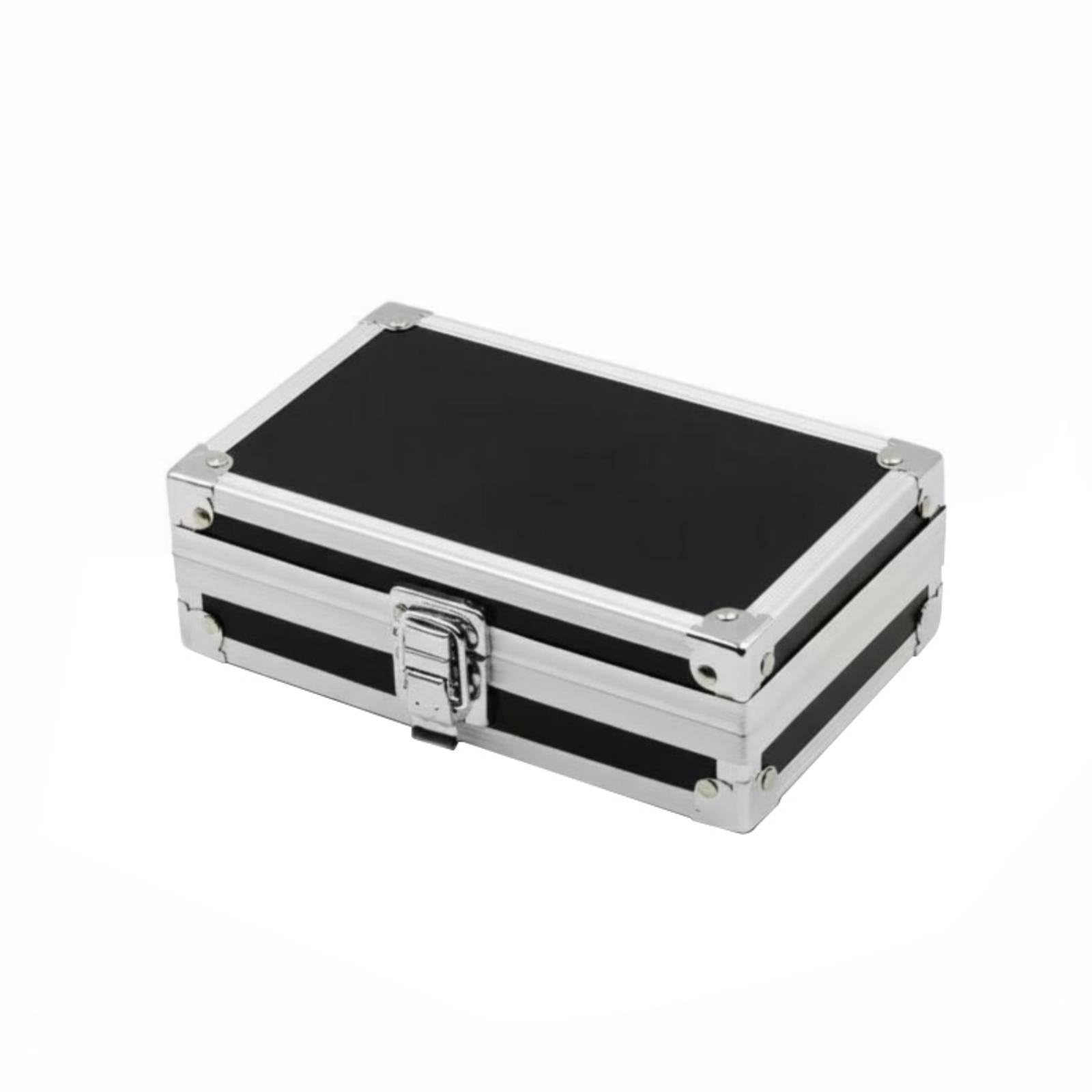 Multi-Purpose Aluminum Tool Box Lockable Metal Equipment Case Long-Lasting Portable Aluminum Briefcase Shock-Resistant Resistant for Electricians, Technicians, Job Site, Travel, 18-11-5.8cm-image-49