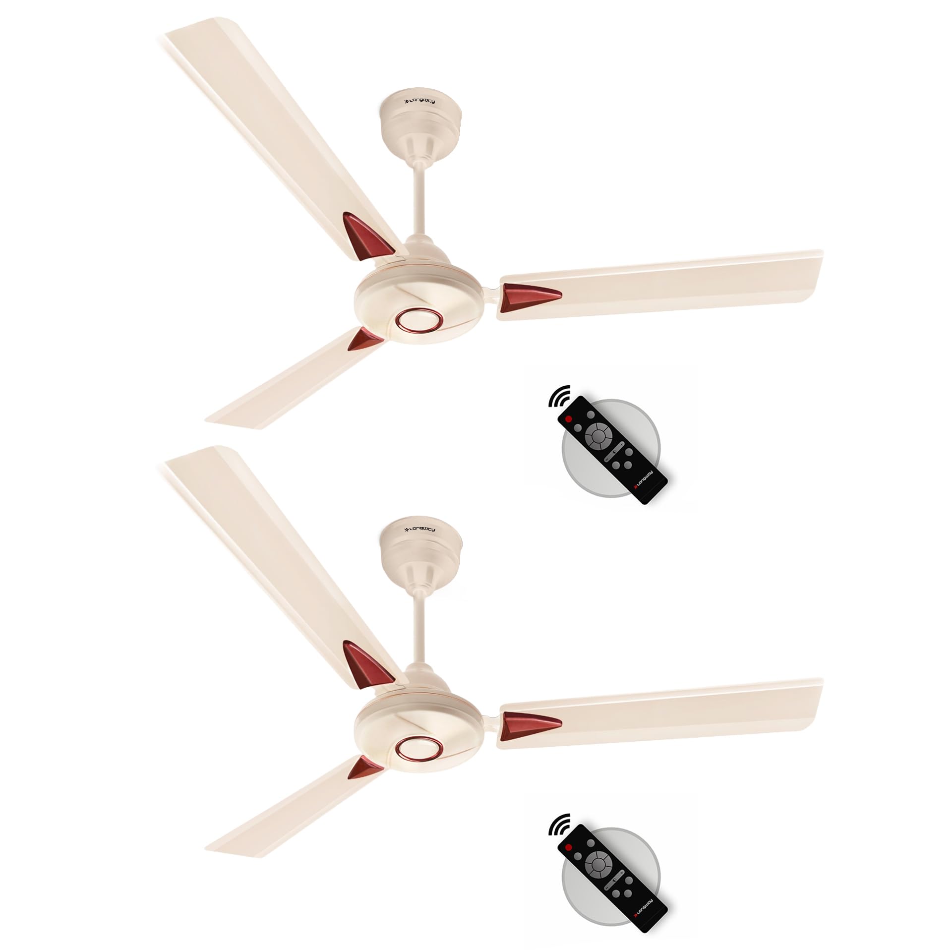 LONGWAY Aero 1200 mm BLDC Ceiling Fan with Remote Control | BEE 5 Star Rated Energy Efficient | Ultra High Speed 3 Blade Anti-Dust Decorative Ceiling Fan (2, Ivory)
