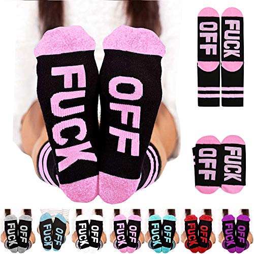 Gnpolo Womens Socks Funny Fuck Off Fun Casual Novelty Crew Ribbed Dress Tube Athletic Stocking #TOP3
