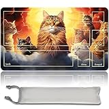 MTG Playmat+ゲームパッド、無料メモリ袋付き、ゲームパッド60*35 CM、カードゲームプレイマット TCGとカードゲームパッド、マウスパッドデスクトップパッド (NINE LIVES)