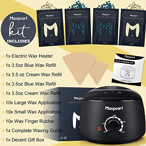 Wax Kit for Women Men, Hair Removal Waxing Kit with Hard Wax Beans for