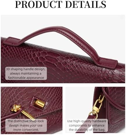 Crocodile Clutch Purses for Women w/ 2 Style Strap Woven Bag Suede Purse Snake Skin Leather Evening Clutch Top-handle Handbag - Image 5