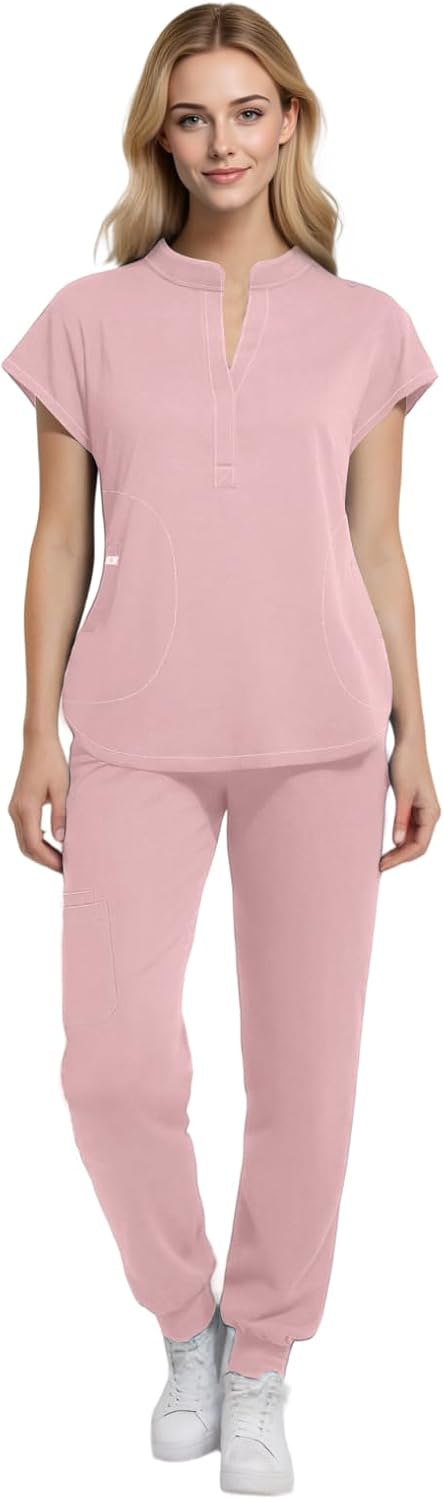Women’s Medical Scrubs Set with 8 Pockets
