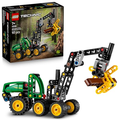 Image of LEGO Technic John Deere 1470H Wheeled Harvester - Working Claw and Log - Model Building Toy - 42218