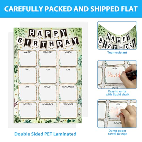 Image of GMEMNOV Birthday Chart for Classroom - Birthday Poster Chart Reusable Laminated Classroom Happy Birth Day Poster Bulletin Board Decorations Back to School Teacher Supplies