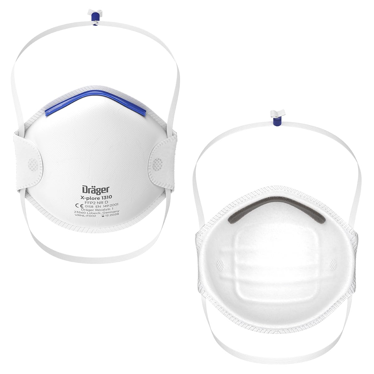 Dräger X-plore 1310 FFP1 Masque de protection respiratoire | Protection buccale comme filtre efficace contre les poussières fines et les particules | 20 masques respiratoires en taille universelle