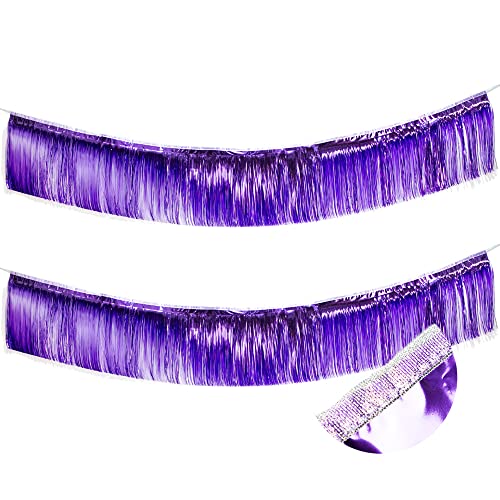 Image of Premium Shiny Purple Fringe Tinsel Garland for Party Decorations -4 Layers Thick, 2 Pack | LILF Foil Tassel Banner Party Streamers for Wedding Birthday Christmas Decoration Home Hanging
