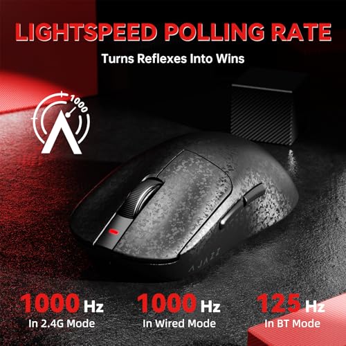 Image of A.JAZZ Ajazz AJ199 Wireless Gaming Mouse Ultra-Lightweight 55g Tri-Mode Connection 24000 DPI PAW3311 Sensor Carbon Fiber Shell 500mAh Battery 1K Polling Rate Durable & Anti-Slip Design Black