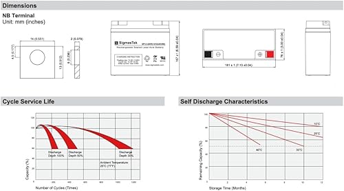 Miniatura 5 de Jump N Carry JNC105 - Batería de repuesto para arrancador de salto, terminal NB de 12 voltios 22AH por SigmasTek